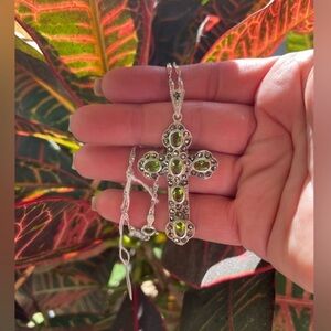 Peridot Sterling Silver Cross Chain